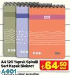 A4 120 YAPRAK SPİRALLİ SERT KAPAK KARELİ/ÇİZGİLİ BLOKNOT A4 120 YAPRAK SPİRALLİ SERT KAPAK KARELİ/ÇİZGİLİ BLOKNOT